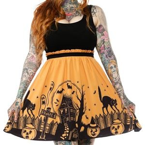 Sourpuss Halloween Skater Dress